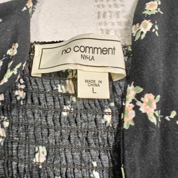 No Comment Black Floral Romper Lace Trim Summer Outfit Size L (Runs Small) - Picture 7 of 8